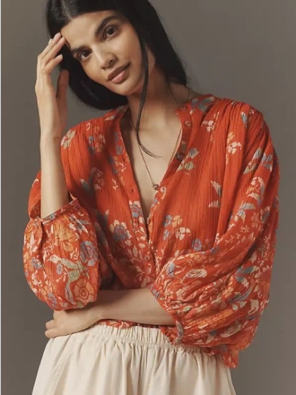 Anthropologie Pilcro The Sydney Red Floral Blouse